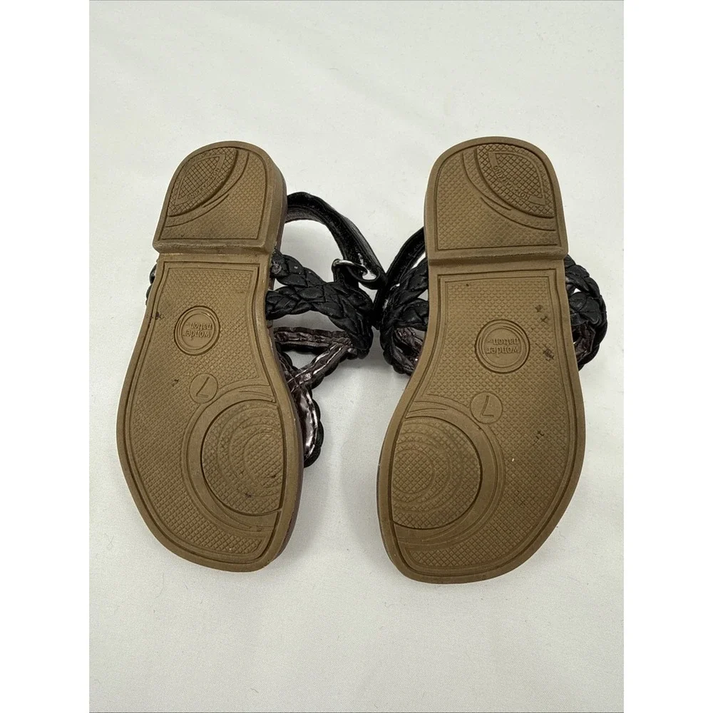 Wonder Nation Girls Braided Black Sandals Size 7 Gently‎ Worn
